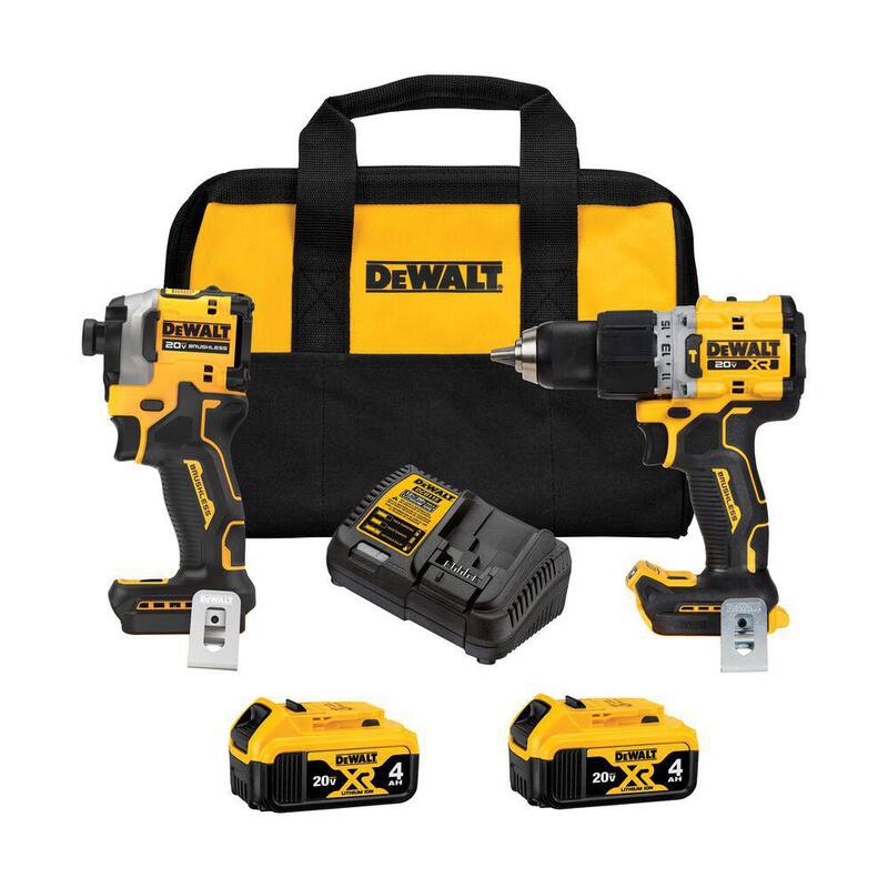 Martillo perforador DEWALT 20V MAX XR y Atornillador de impacto ATOMIC en kit combo inalámbrico de 2 herramientas y soplador portátil con (2) baterías de 4Ah - DCK2050M2WL722B
