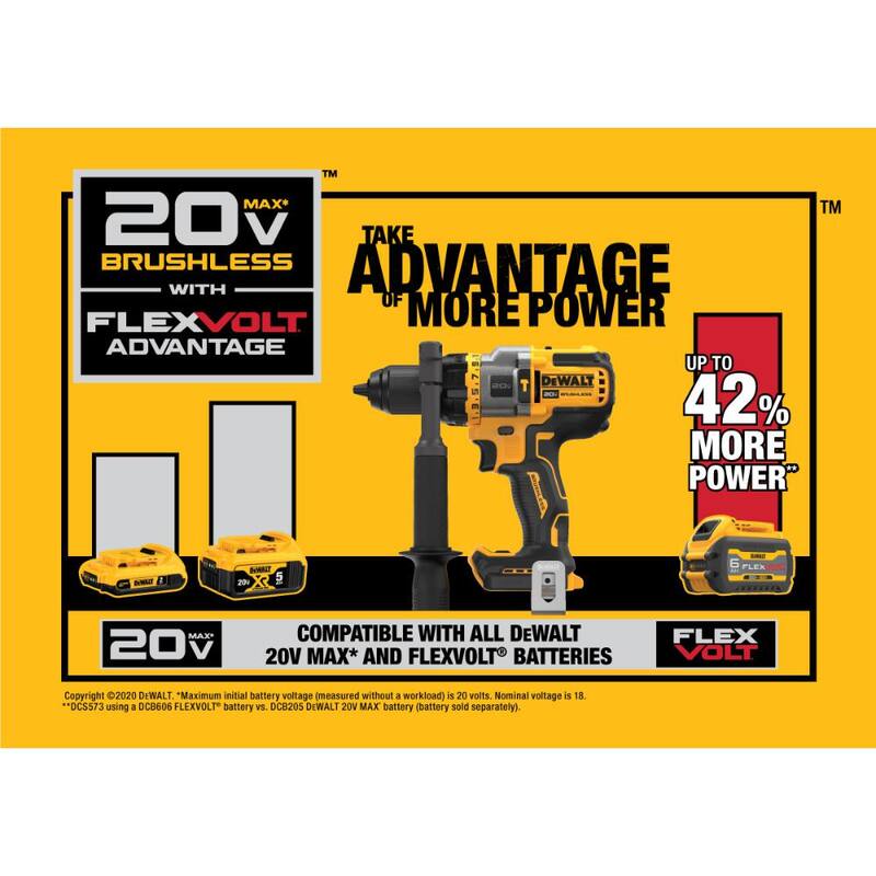 DEWALT Juego combinado de taladro/destornillador inalámbrico sin escobillas de martillo de 20V MAX con luz de tarea compacta FLEXVOLT y 20V MAX - DCK2100D1T1W077