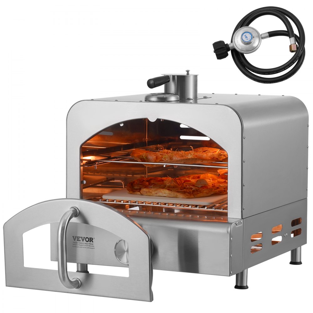 VEVOR 11" Outdoor Pizza Oven Portable Gas Oven 430 Stainless Steel for Camping - TMSPSL13YCMB1PULCV0