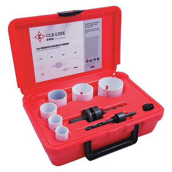 Cle-Line 9PC M42 Bi-Metal Locksmiths Hole Saw Kit 1887 Cle-Line - CHK02