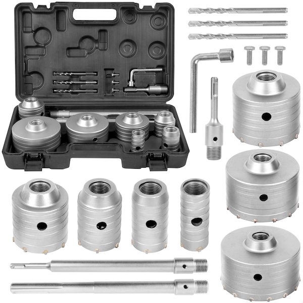 Monopro Hole Saw Kit, 17pcs, SDS PLUS, SDS MAX Shanks, Heavy-Duty Tungsten Carbide - HS-C17