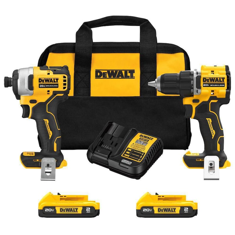 Kit combinado inalámbrico DEWALT ATOMIC 20V MAX de iones de litio (2 herramientas) con batería compacta de 3.0Ah, (2) baterías de 2.0Ah, cargador y maletín - DCK225D2WDCB230.