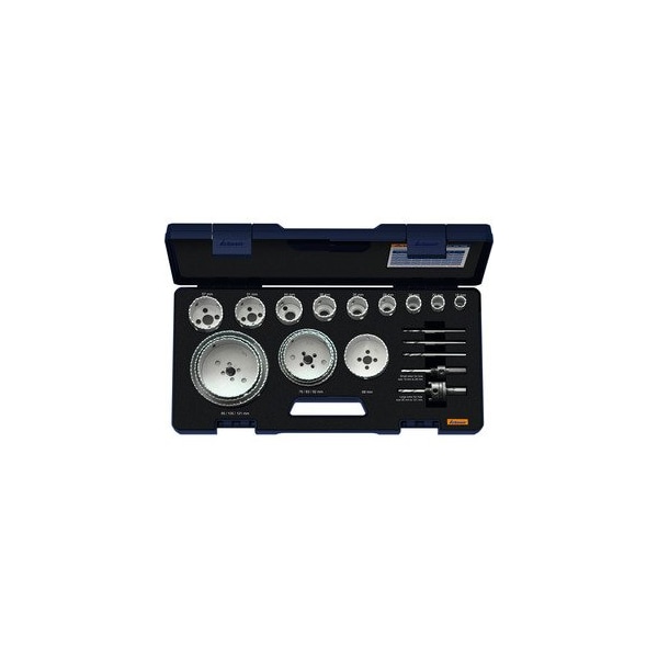 Garant 19 to 121 mm Hole saw set with Mounting Shafts and Center Drills, 23 Pc - 589710 19-121