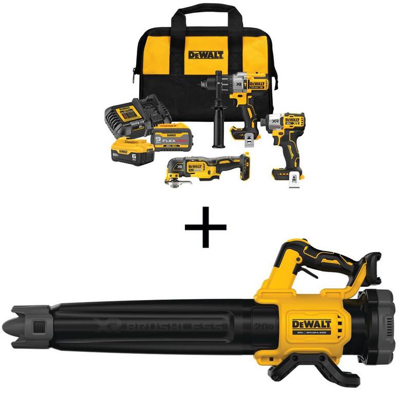 Kit combinado inalámbrico DEWALT de 3 herramientas con batería de iones de litio de 20V y soplador sin escobillas con baterías Flexvolt de 9 Ah y 20V de 6 Ah y cargador - DCK320X1R1W722B