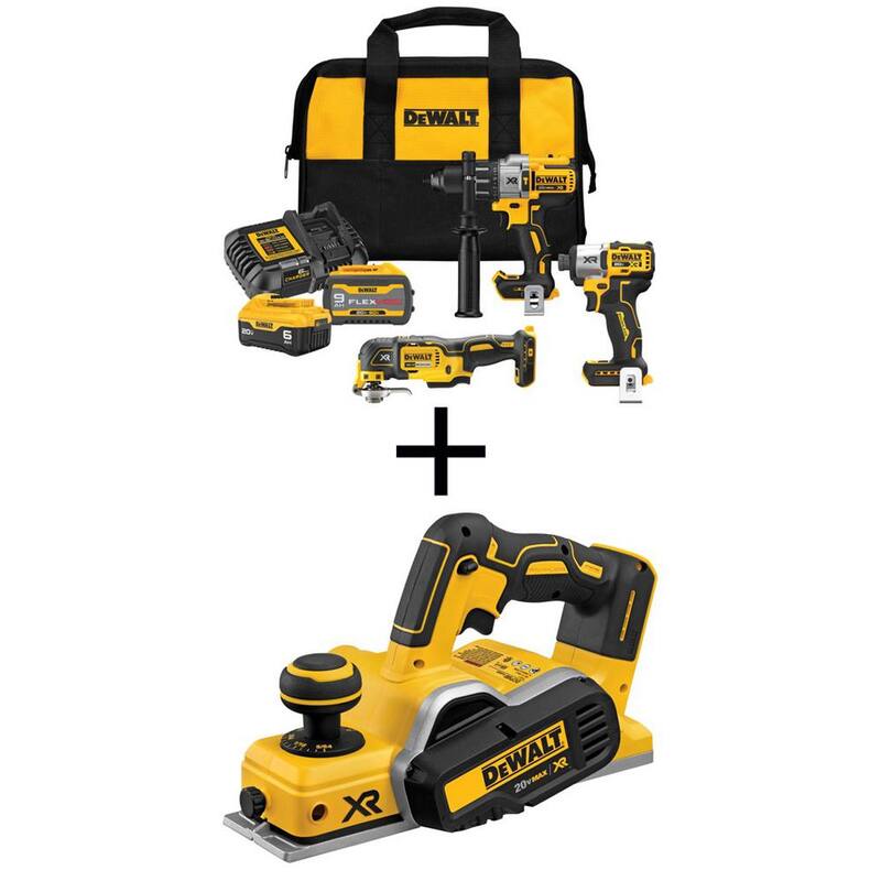 Kit combo inalámbrico de 3 herramientas DEWALT 20V de iones de litio y cepilladora de 3-1/4 pulgadas con baterías Flexvolt de 9 Ah y 20-Volt de 6 Ah y cargador - DCK320X1R1W580B