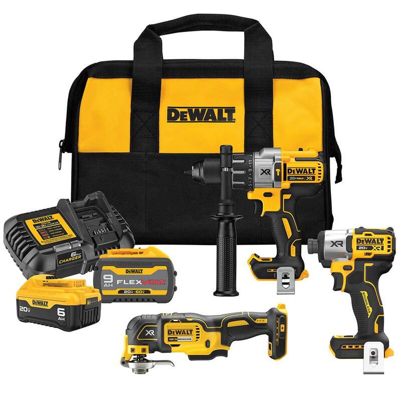 Kit combinado inalámbrico de 3 herramientas DEWALT 20V de iones de litio y sierra circular de 20V con baterías FLEXVOLT de 9 Ah y 6 Ah y cargador - DCK320X1R1W565B