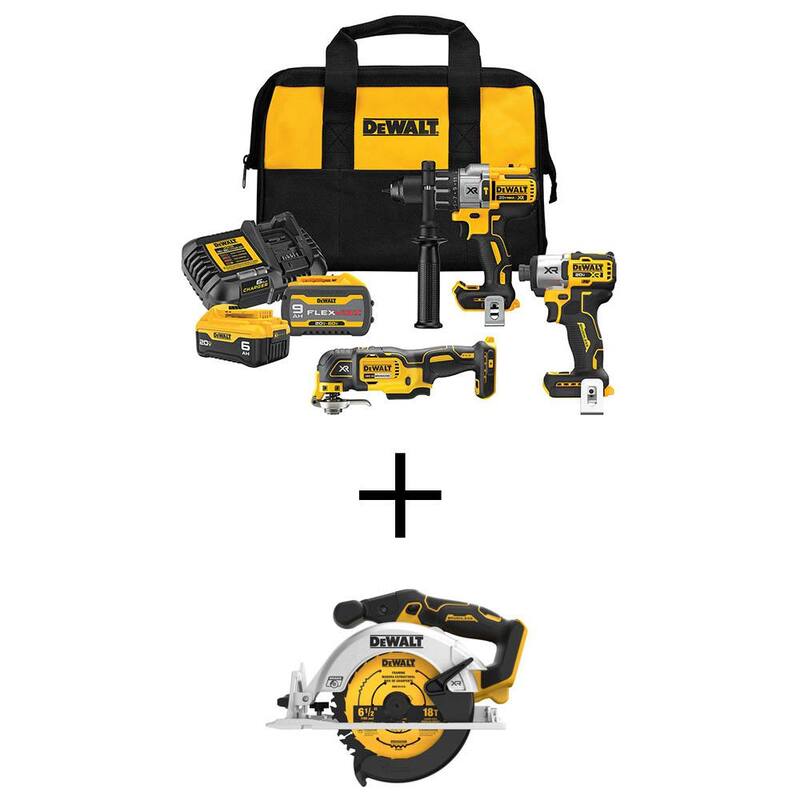Kit combinado inalámbrico de 3 herramientas DEWALT 20V de iones de litio y sierra circular de 20V con baterías FLEXVOLT de 9 Ah y 6 Ah y cargador - DCK320X1R1W565B