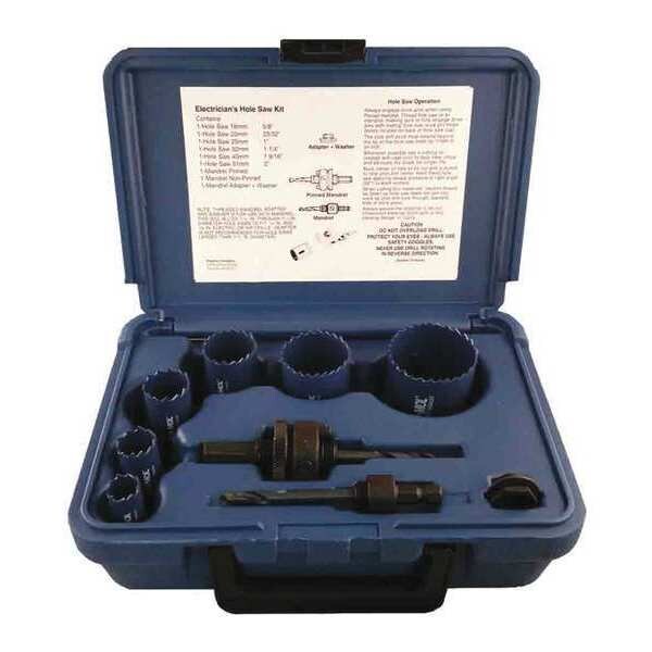 Blu-Mol Electrician Hole Saw Kit Metric, 9 pcs. - 9593M