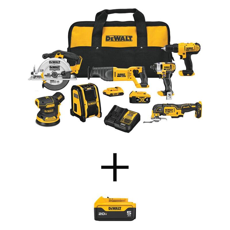 Kit de combo inalámbrico DEWALT 20V MAX de 7 herramientas con batería de 20V 5.0 Ah, batería de 20V 4.0Ah, batería de 20V 2.0Ah y cargador - DCK771D1M1WB205