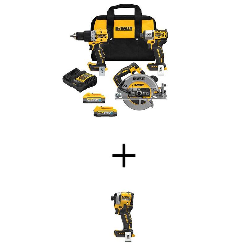 Juego de combinación inalámbrico de 3 herramientas DEWALT 20V MAX de iones de litio y taladro de impacto compacto de 1/4 de pulgada con baterías de 5Ah y 1.7Ah y cargador - DCK303E1H1W850B