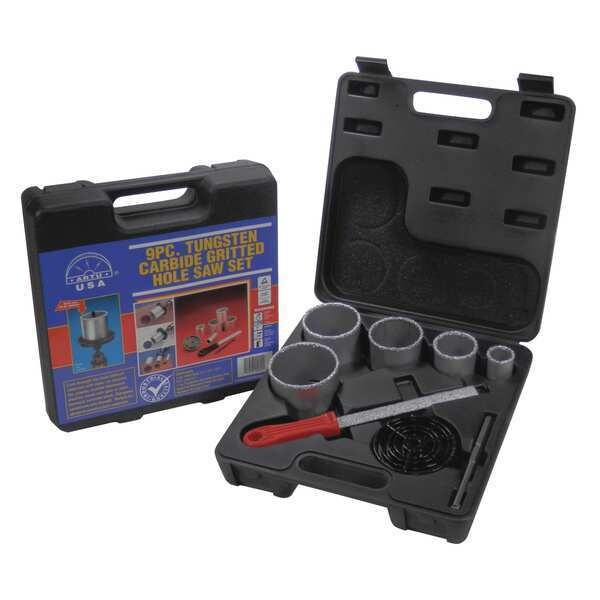 Artu Hole Saw Set, Tungsten Carbide Grit, 9 pcs - 02955