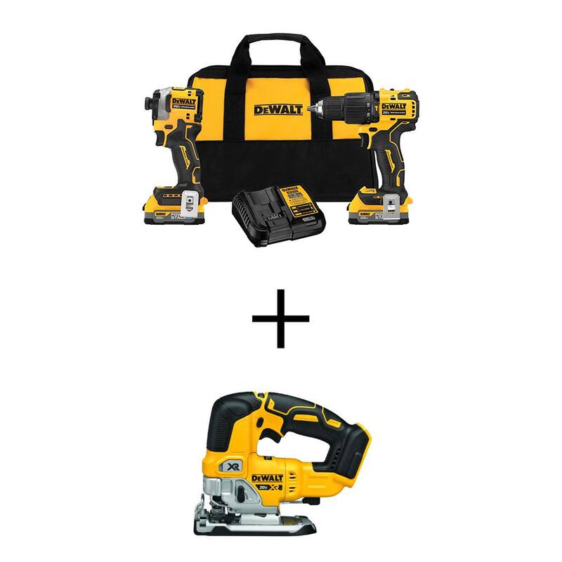 DEWALT 20V MAX Kit Combo Inalámbrico de 2 Herramientas con baterías de 1.7Ah, cargador y bolsa - DCK254E2WCS334B