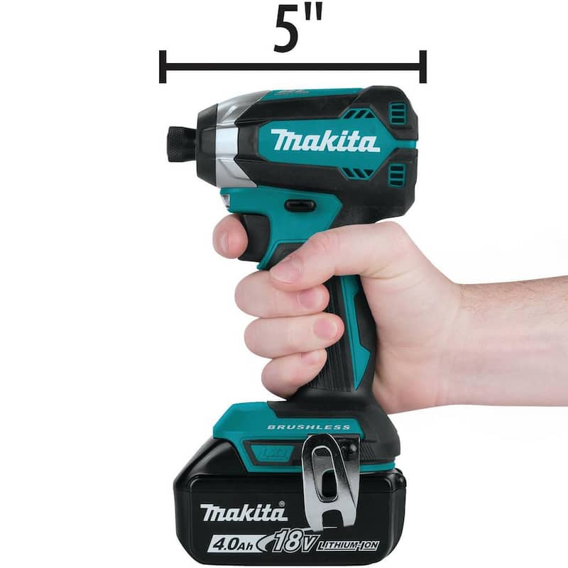Equipo combo Makita 18V LXT de taladro percutor inalámbrico con tecnología Brushless y destornillador de impacto (2 herramientas) con (2) baterías de 4Ah, maleta - XT269M