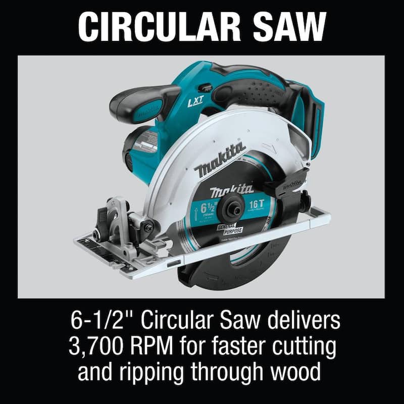Juego de 6 piezas inalámbrico de 18V de Ion de Litio de Makita (Broca-destornillador/ Atornillador de Impacto/ Sierra Circular/ Sierra Recíproca/ Aspiradora/ Luz) 3.0Ah - XT614SX1