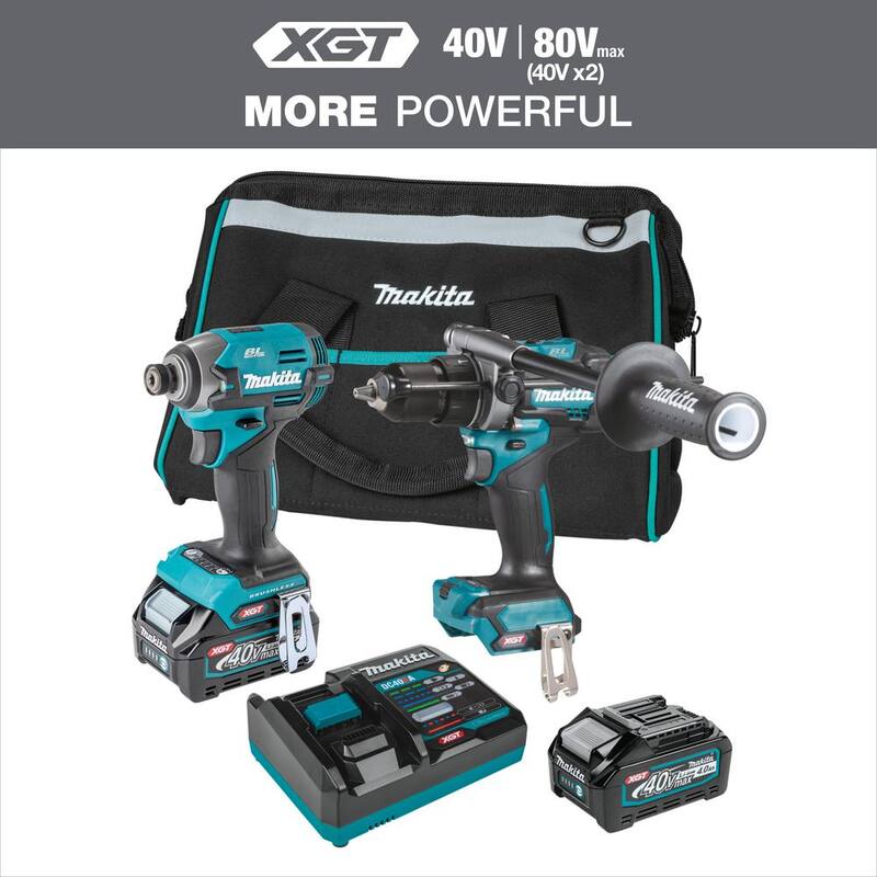 Kit combinado inalámbrico sin escobillas Makita XGT de 40 voltios máximo de 2 piezas (martillo perforador/taladro de impacto) 2.5Ah/4.0Ah - GT201M1D1