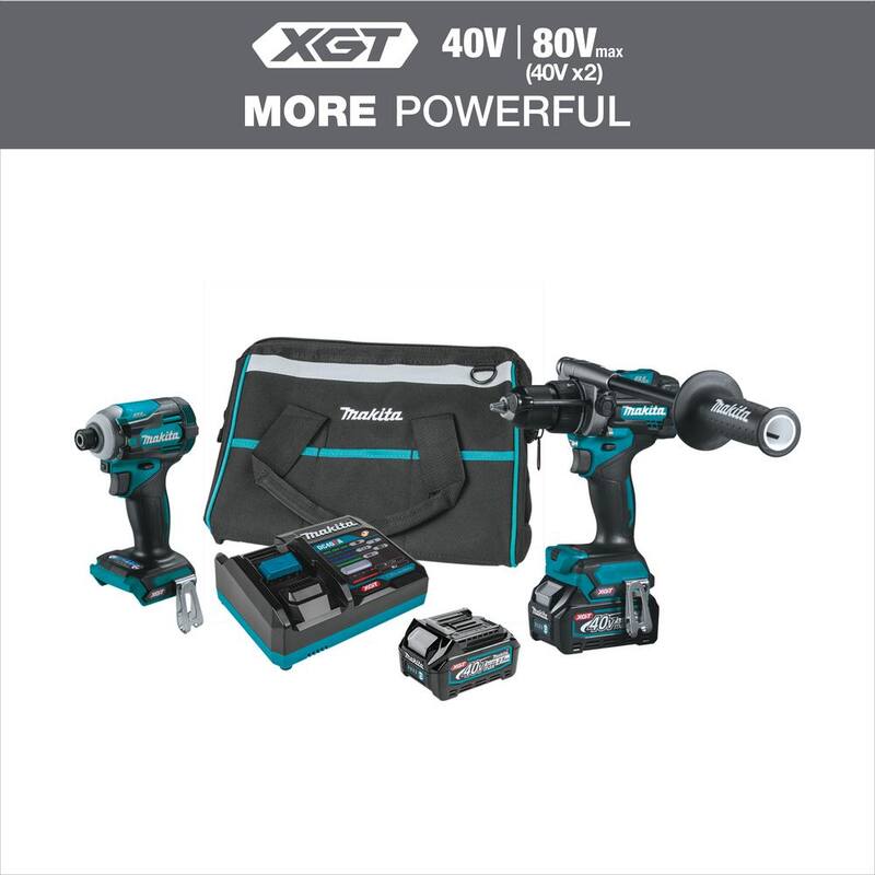 Kit Combo inalámbrico sin escobillas Makita 40V Max XGT de 2 piezas (taladro martillo/destornillador de impacto) 2.5Ah - GT200D