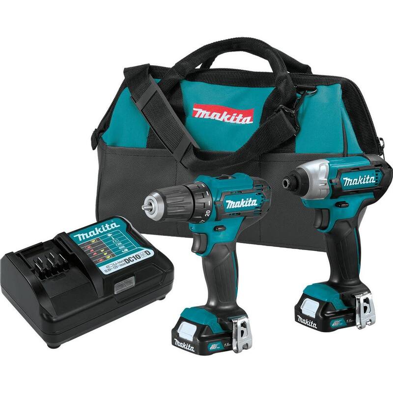 Juego de combo de taladro inalámbrico y destornillador de impacto Makita 12V max CXT 1.5 Ah de iones de litio (2 piezas) - CT232