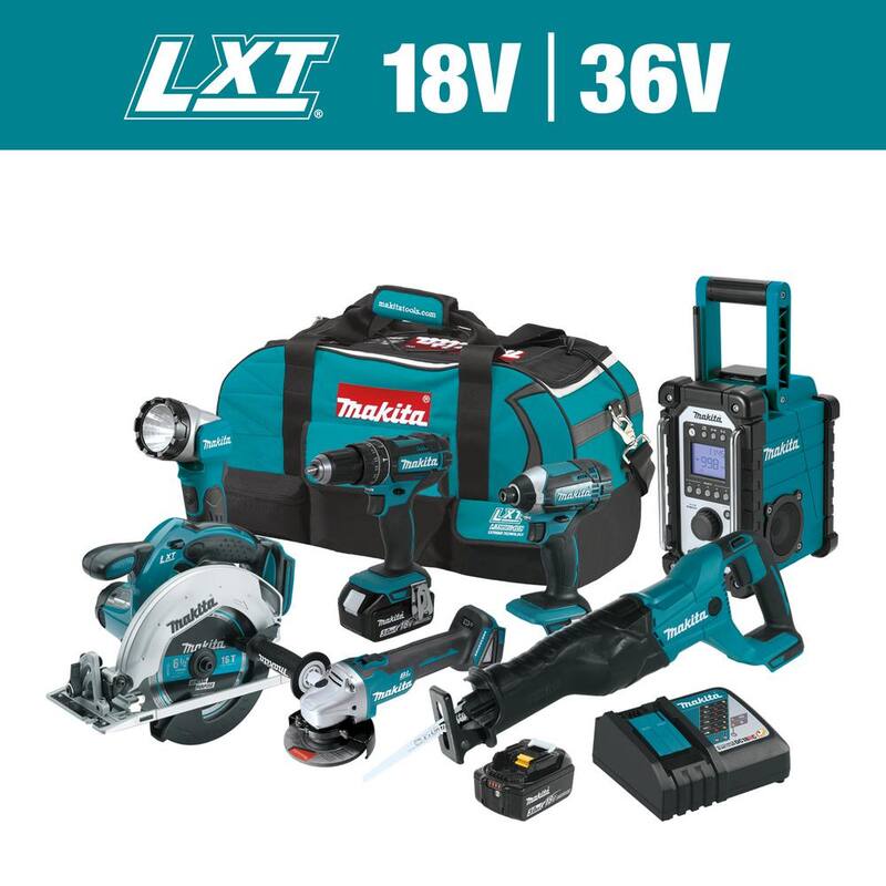 Kit combinado inalámbrico de iones de litio LXT de 18V 3.0Ah de Makita (7 piezas) - XT704