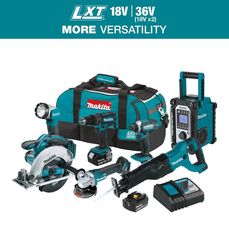 Kit combinado inalámbrico de iones de litio LXT de 18V 3.0Ah de Makita (7 piezas) - XT704