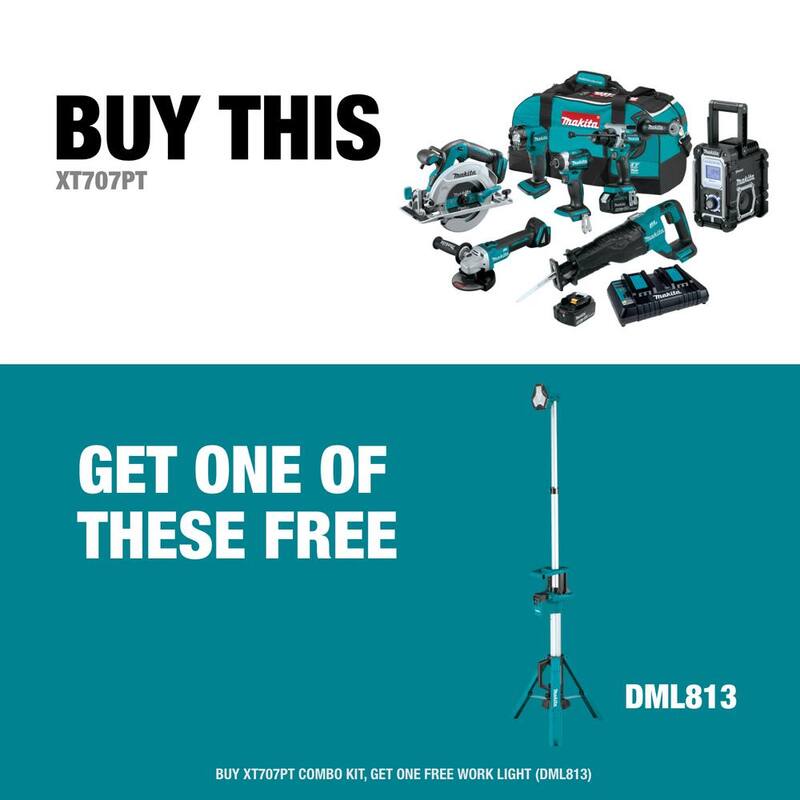 Kit de 7 piezas Makita 18V 5.0Ah LXT Brushless (Martillo Taladro, Atornillador de Impacto, Sierra Sable, Sierra Circular, Amoladora, Radio, Luz) - XT707PT