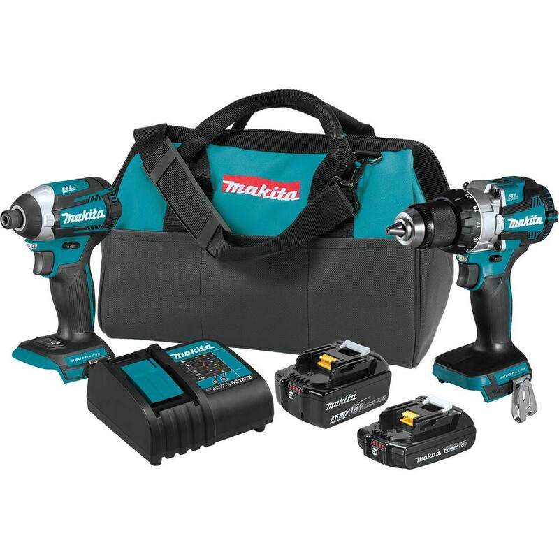 Juego de combos inalámbrico sin escobillas de litio Makita de 18 voltios LXT de 2 piezas (taladro percutor/destornillador de impacto) 2.0Ah/4.0Ah - XT296SMR