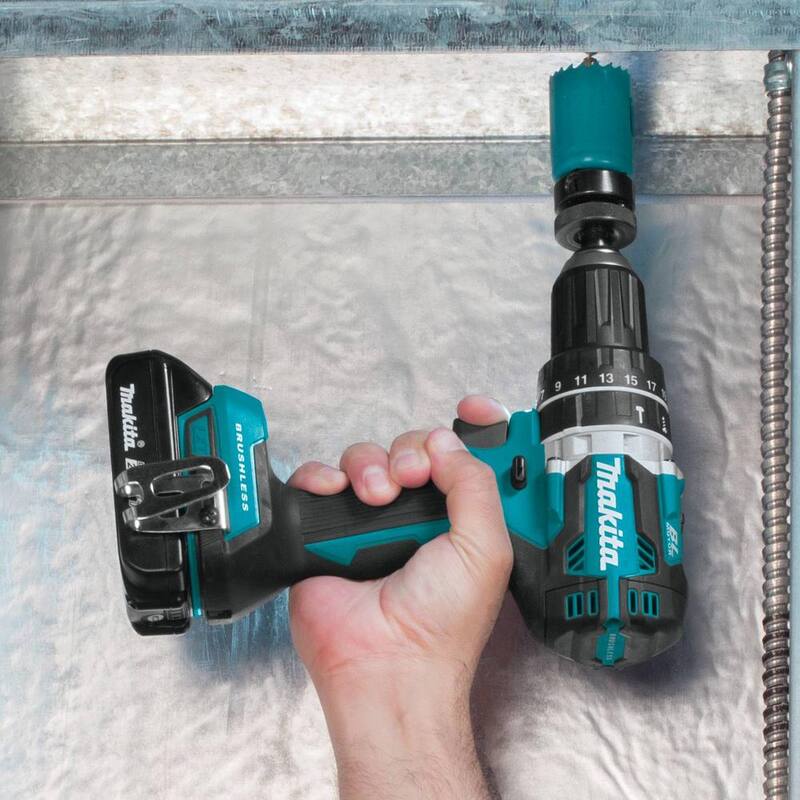 Kit combinado de martillo taladro inalámbrico y destornillador de impacto con motor sin escobillas de 18V LXT de litio-ion de Makita (2 herramientas) con (2) baterías de 2Ah y bolsa incluida - XT269R