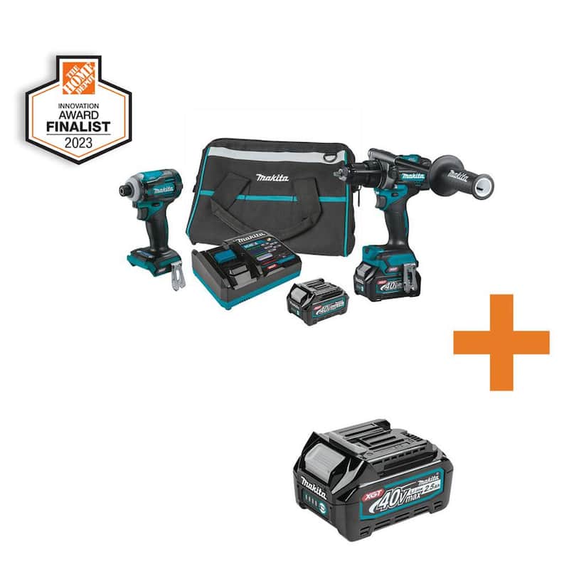 Kit Combo Inalámbrico con Motor sin Escobillas de Makita de 40V Máx XGT (Martillo Taladro de Impacto/Atornillador de Impacto) de 2 Piezas, con batería de 2.5Ah XGT - GT200D-BL4025