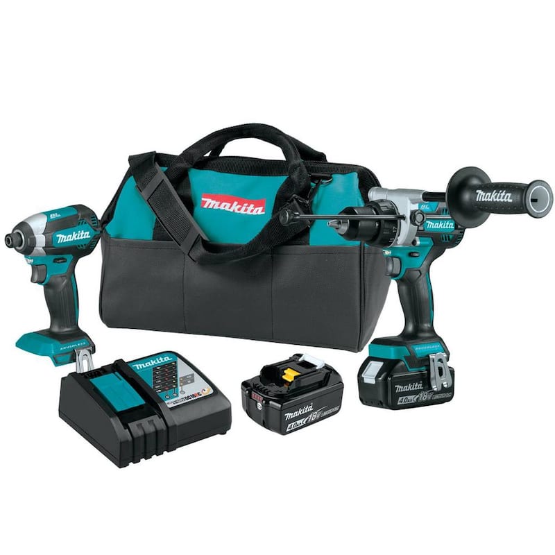 Juego Combo de 2 piezas inalámbrico sin escobillas de litio-ion LXT de 18V de Makita ( Taladro percutor/Atornillador de impacto) 4.0Ah - XT291M