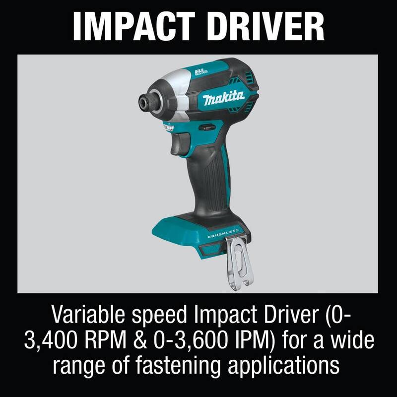 Juego combinado inalámbrico de 6 piezas de 18 voltios LXT de ion de litio (Taladro-Destornillador/Impacto/Sierra Circular/Herramienta Multiuso/Radio/Luz) 3.0A - XT613X1 de Makita