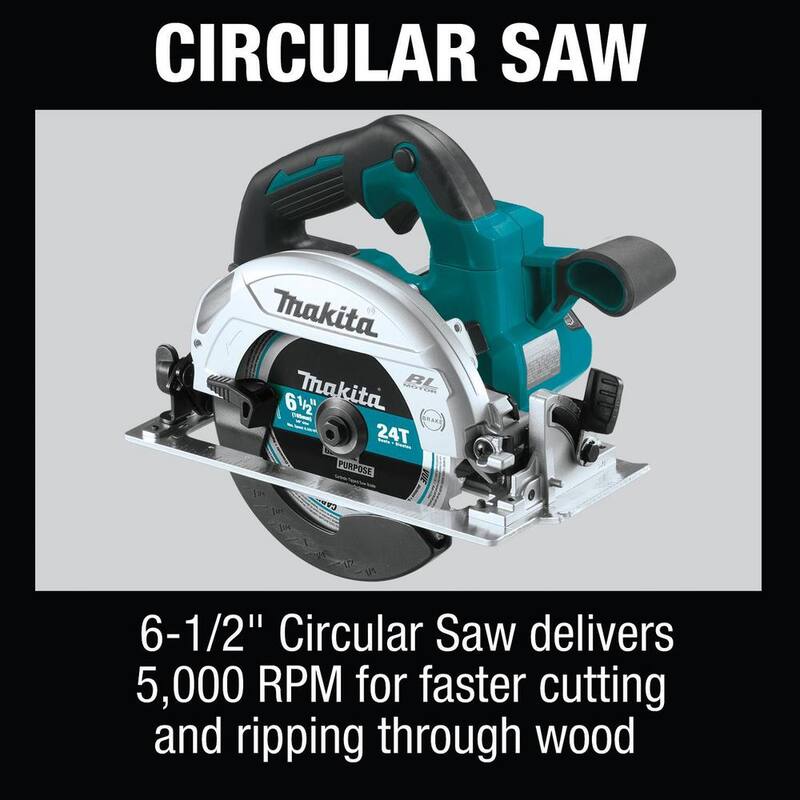 Juego combinado inalámbrico de 6 piezas de 18 voltios LXT de ion de litio (Taladro-Destornillador/Impacto/Sierra Circular/Herramienta Multiuso/Radio/Luz) 3.0A - XT613X1 de Makita