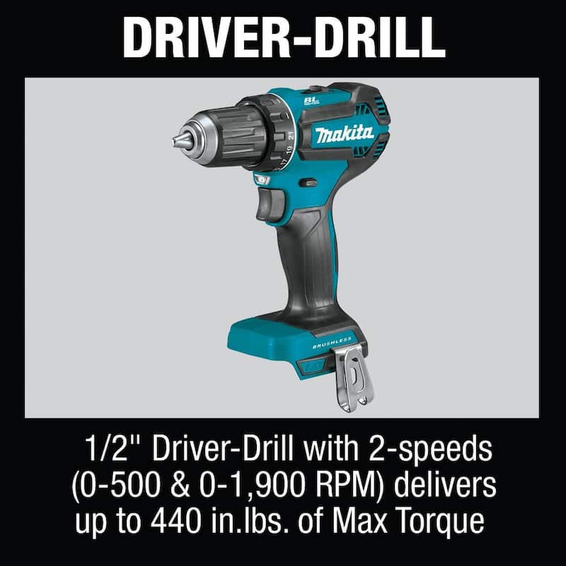 Juego combinado inalámbrico de 6 piezas de 18 voltios LXT de ion de litio (Taladro-Destornillador/Impacto/Sierra Circular/Herramienta Multiuso/Radio/Luz) 3.0A - XT613X1 de Makita