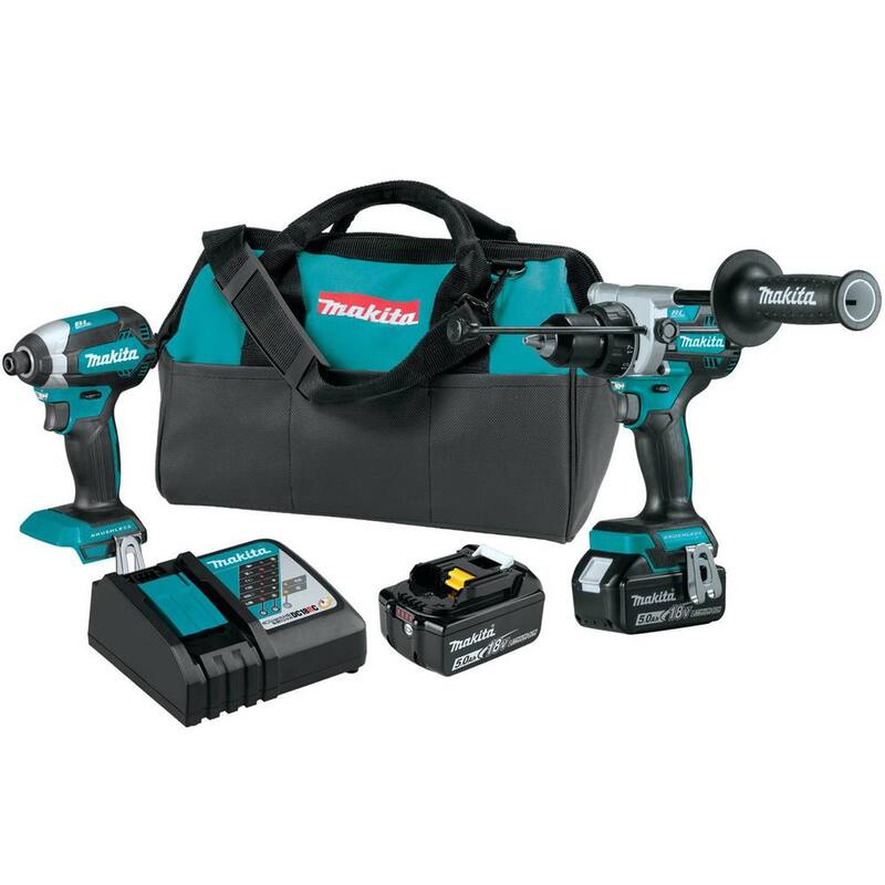 Kit de combo inalámbrico sin escobillas de ion de litio LXT de 18V de Makita (taladro martillo/destornillador de impacto) 5.0Ah - XT291T.