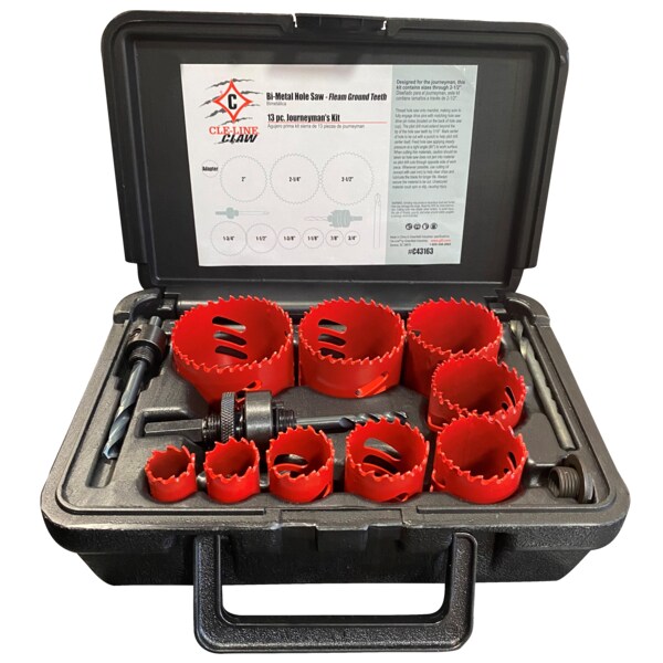 Cle-Line 13PC M42 Bi-Metal CLAW Fleam Ground Journeymans Hole Saw Kit Cle-Line 1886 - C43163