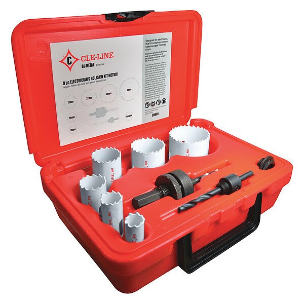 Cle-Line 9PC M42 Bi-Metal Metric Electricians Hole Saw Kit 1887 Cle-Line - CHK05