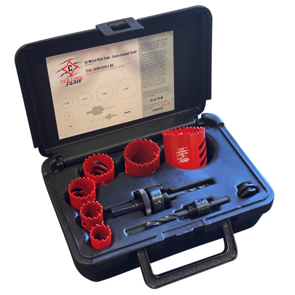 Cle-Line 9PC M42 Bi-Metal CLAW Fleam Ground Locksmiths Hole Saw Kit Cle-Line 1886 - C43159