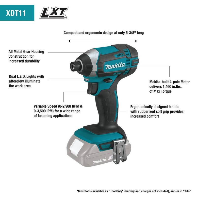 Kit combinado compacto de 2 piezas Makita 18V LXT de litio-ion con juego de llaves de impacto XPS SAE con estándar SA (10 piezas) - CT225SYX-E01672