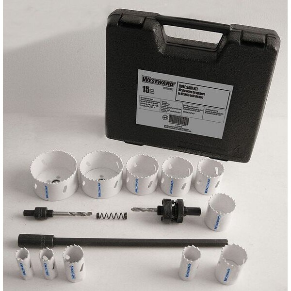 Westward Bi-Metal Hole Saw Industrial Kit, 15 pcs. - 29VX15