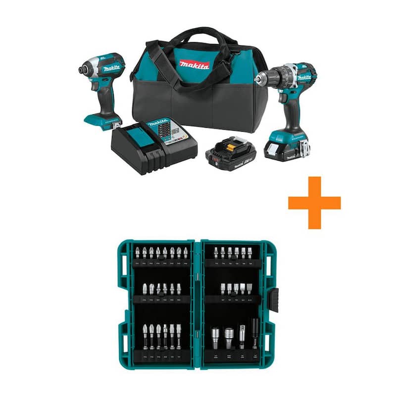 Juego de Combo Compacto Brushless de 2 Piezas de 18V LXT con batería de iones de litio de Makita y Set de Brocas de Impacto de 35 Piezas Impact XPS - XT269R-E-01666