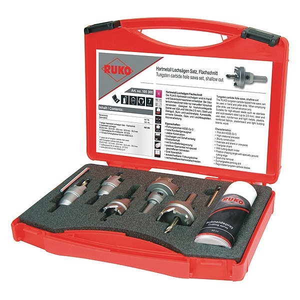 Rothenberger Hole Saw Kit, 7 Pieces, Tungsten Carbide - 105300