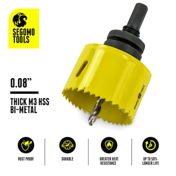 Segomo Tools 16 Piece General Purpose Bi-Metal Hole Saw Kit (3/4" to 2 1/2") - M09013B
