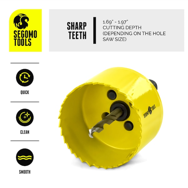 Segomo Tools 16 Piece General Purpose Bi-Metal Hole Saw Kit (3/4" to 2 1/2") - M09013B