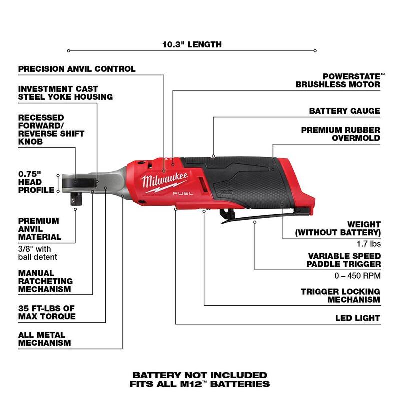Juego combinado Milwaukee M12 FUEL de taladro de martillo/destornillador de impacto/alargador inalámbrico de iones de litio de 12 volts (3 herramientas) con M12 1/4 in. Llave de trinquete - 3497-22-2567-20-2566-20