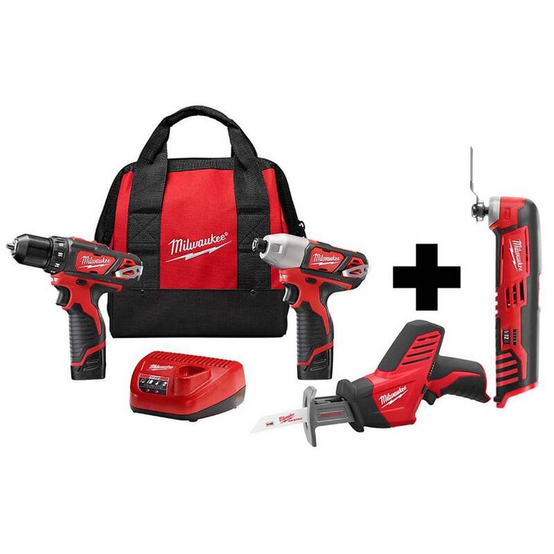Milwaukee M12 12V Juego de Herramientas Inalámbricas de Iones de Litio (3 Herramientas) con Multi-Herramienta M12 - 2498-23-2426-20