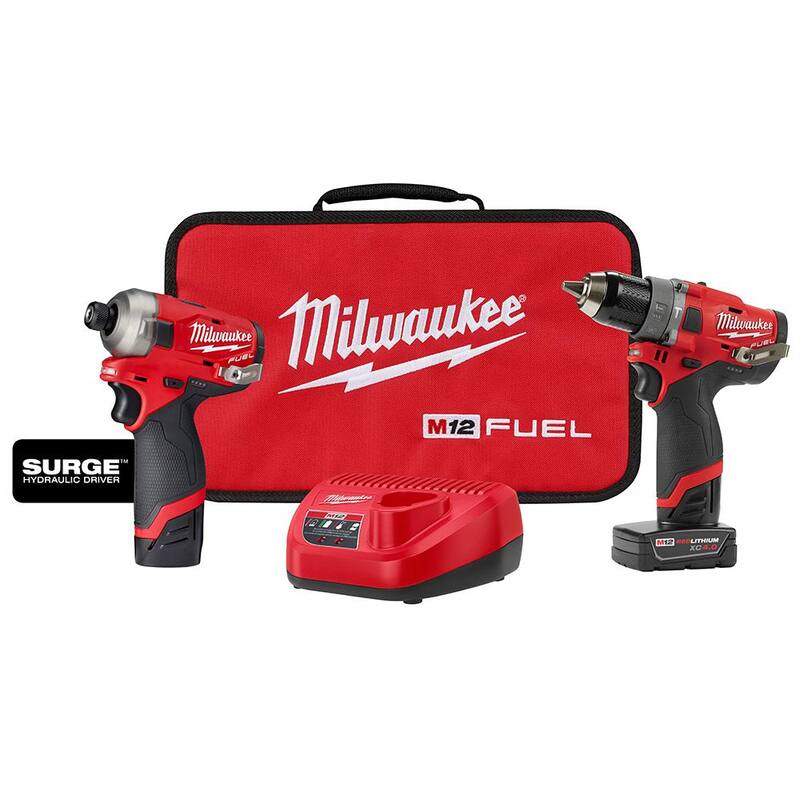 Juego combo de impacto y taladro inalámbrico Milwaukee M12 FUEL 12V con tecnología Brushless, baterías y estuche - 2582-22