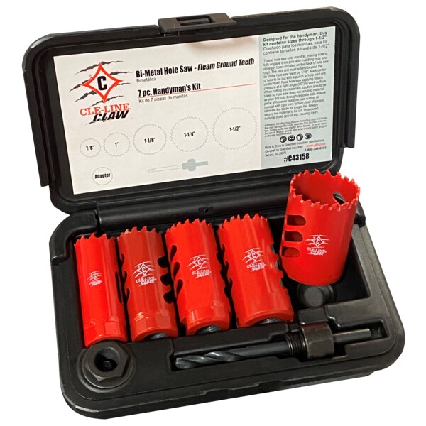 Cle-Line 7PC M42 Bi-Metal CLAW Fleam Ground Handymans Hole Saw Kit Cle-Line 1886 - C43158