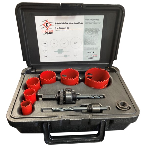 Cle-Line 9PC M42 Bi-Metal CLAW Fleam Ground Plumbers Hole Saw Kit Cle-Line 1886 - C43160
