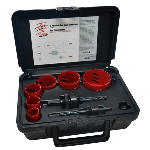Cle-Line 9PC M42 Bi-Metal CLAW Fleam Ground Electricians Hole Saw Kit Cle-Line 1886 - C43161