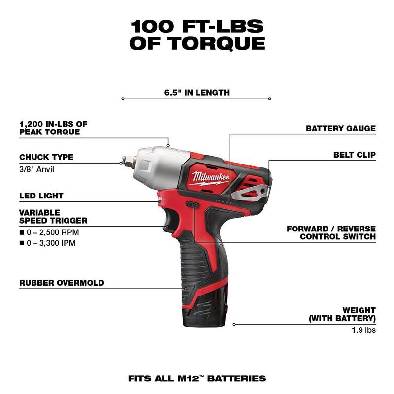 Juego de herramientas inalámbricas Milwaukee M12 12V de iones de litio con 4 herramientas, (2) baterías de 1.5 Ah, (1) cargador y (1) bolsa para herramientas - 2493-24
