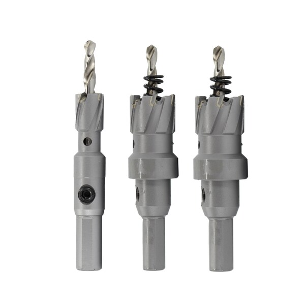 Drill America 3 Piece Carbide Tipped Hole Cutter Set with 1in Depth of Cut in Heavy Duty Storage Bag Organizer - CTHBAG3