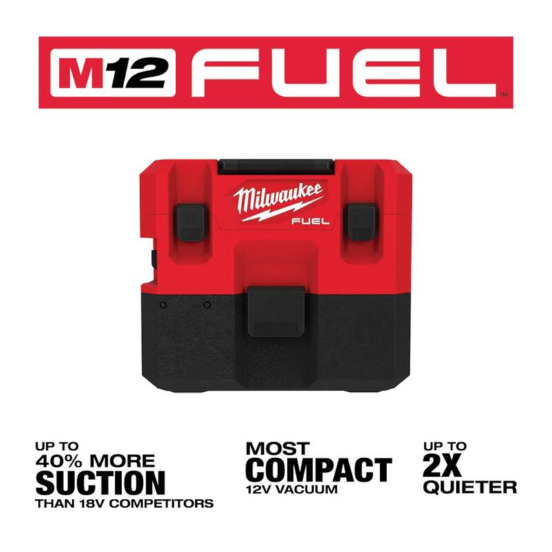 Milwaukee M12 12V Juego de herramientas inalámbricas con baterías de 1.5Ah y cargador, y aspiradora húmeda/seca de 1.6 galones M12 FUEL - 2497-24H-0960-20